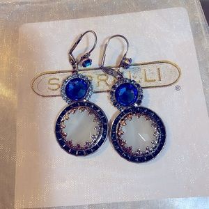 SORRELLI: Double Circle with Rhinestone Edging Drop Earrings